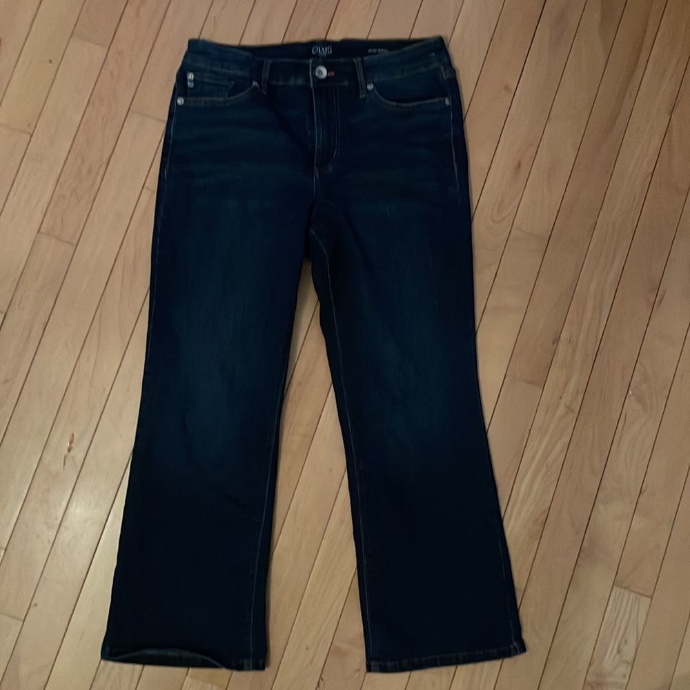 Chaps  jeans mid rise crop kick 10/30 deep blue denim.